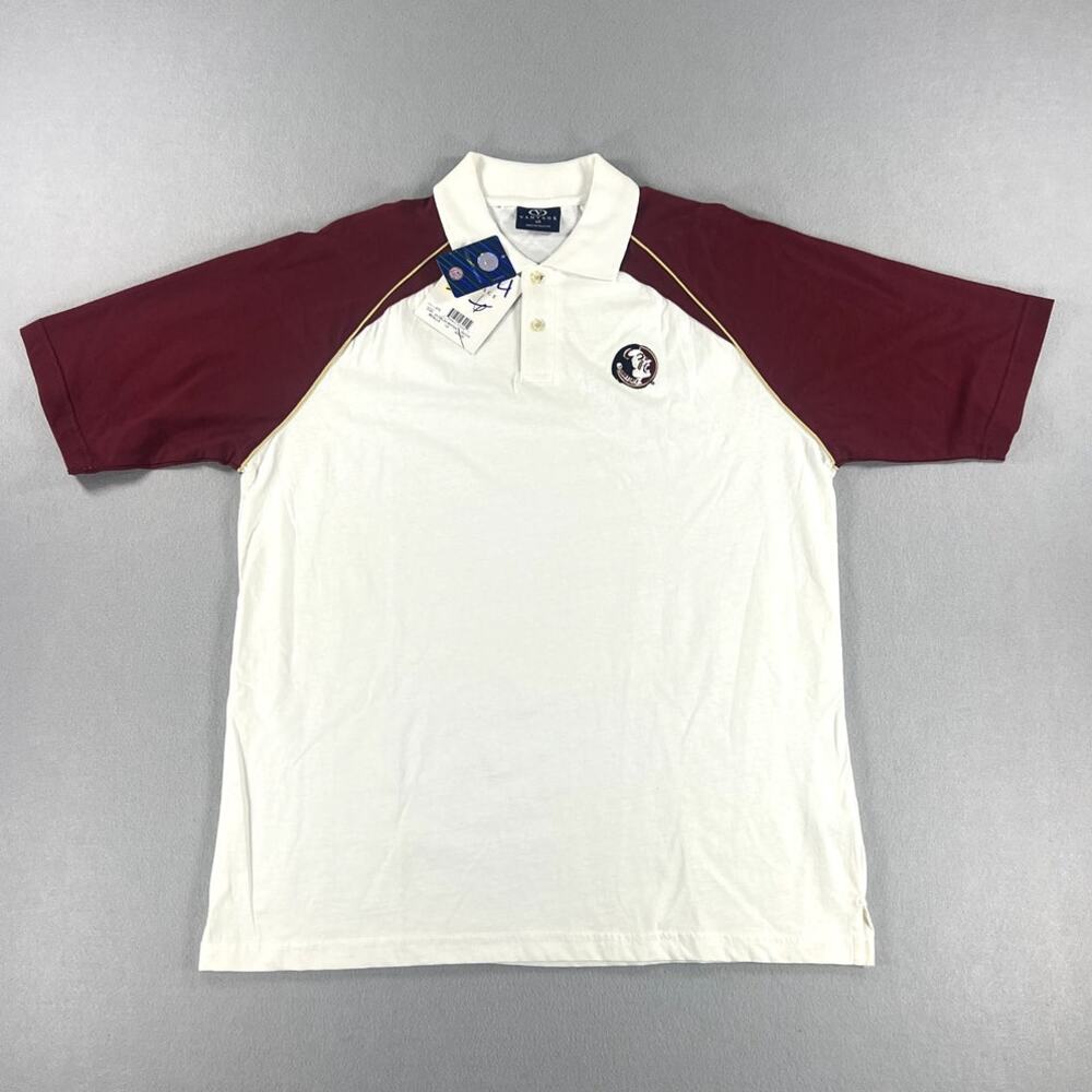 NWT Vintage Y2K Florida State University White/Maroon Polo Mens Size L Vantage